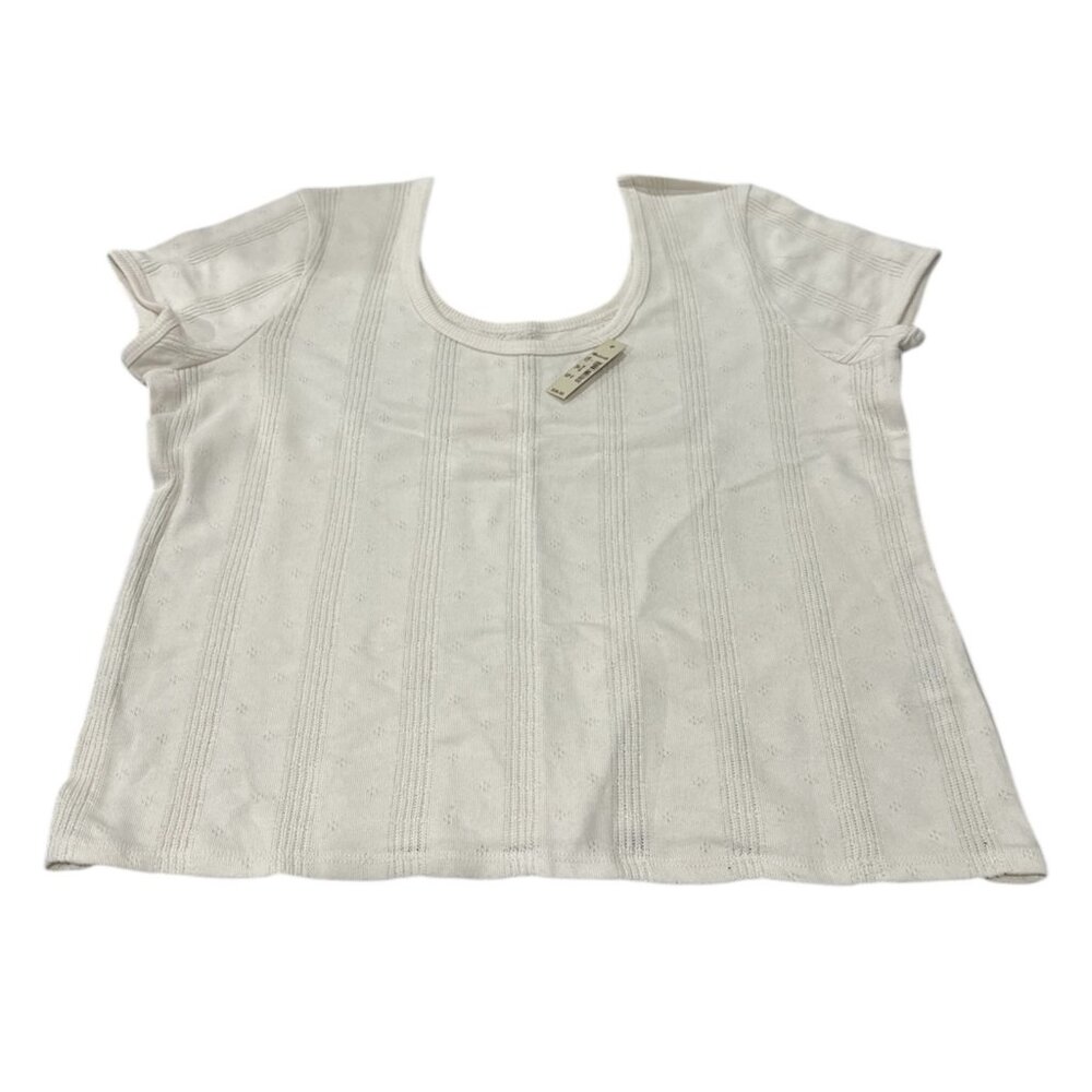 NWT Madewell Cream Lightweight Scoop-Neck Short Sleeve Sweater - Size Large